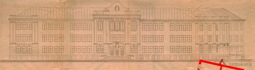 Neįgyvendinto projekto fasadas. KAA, f. 218, ap. 1, b. 247, l. 3