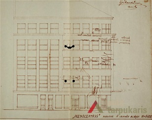 Fasadas iš Laisvės al. pusės. LCVA, f. 1622, ap. 4, b. 151, l. 9