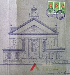 Bažnyčios galinis fasadas. V. Michnevičius, 1930 m. LCVA. F. 1622. Ap. 4, b. 91, l. 9.
