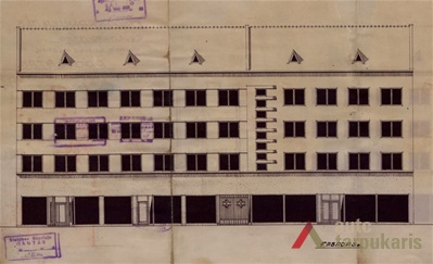 1939 m. projektas, fasadas. KAA, f. 218, ap. 2, b. 3963, l. 68