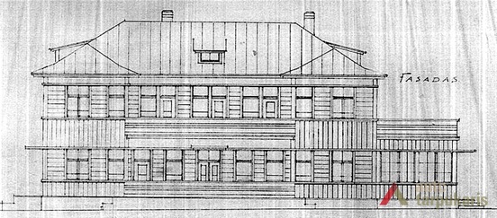 V. Tumėnienės vaikų sanatorijos projektas, fasadas. LCVA, f. 1622, ap. 3, b. 219