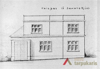 V. Tumėnienės mūrinio priestato prie vaikų sanatorijos projektas, fasadas. LCVA, f. 1622, ap. 3, b. 216