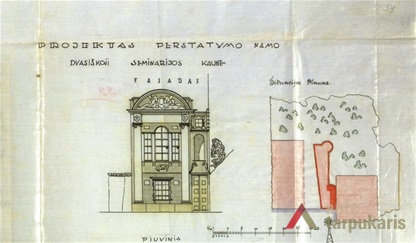 Fasadas ir situacijos planas. KAA, f. 218, ap. 1, b. 155, l. 39 
