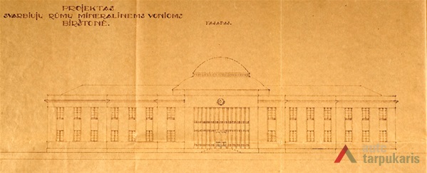 Svarbiųjų rūmų mineralinėms vonioms Birštone fasadas. LCVA, f. 1622, ap. 4, b. 44, l. 5