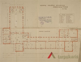 Naujosios gimnazijos pirmojo aukšto planas. 1935 08 24. LCVA f. 391 ap. 2 b. 2174 l. 3
