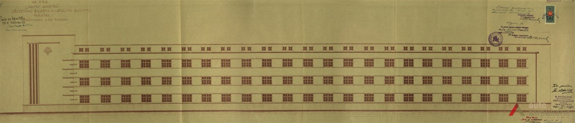 Kauno audinių fabriko trečiojo aukšto užstatymo projektas, 1938. KAA, F-4, ap. 1, b. 10.