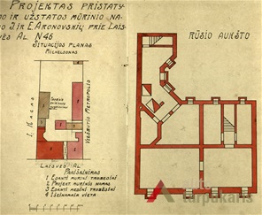 Laisvės al 70 projektas, rūsio ir situacijos planas, 1924 m. KAA, f. 218, ap. 1, b. 148.