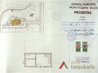 Mokytojų sąjungos vilos Zarasuose projektas, 1935 m. LCVA, f. 1622, ap. 4, b. 554.
