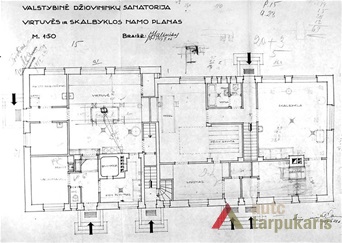 Valstybinės Džiovininkų Sanatorijos Varėnoje virtuvės ir skalbyklos namo planas, 1937. LCVA, f. 380, ap. 1, b. 1582.