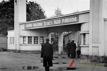 Gates of stadium. Photo by Š. Fainas, 1955, from Lithuanian central state archive, photodocuments department.