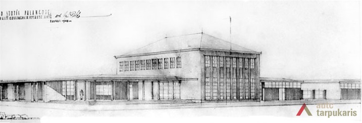 Palangos autobusų stoties projektas, 1938 m. LCVA, f. 386, ap. 1, b. 949, l. 51.