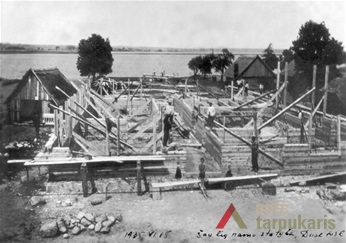Dusetų šaulių namų statyba, 1935 m., Sartų regioninio parko archyvas