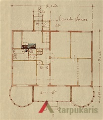 Ekaterinos Bajovienės gyvenamojo namo projektas, I a. planas, arch. J. Tyško, 1934 m. LCVA, f. 1622, ap. 4, b. 450.