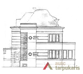 Rožės Gertienės gyvenamojo namo projektas, fasadas, arch. K. Dubauskas, 1934 m. LCVA, f. 1622, ap. 4, b. 450.