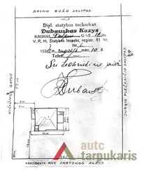 Rožės Gertienės gyvenamojo namo projektas, situacija, arch. K. Dubauskas, 1934 m. LCVA, f. 1622, ap. 4, b. 450.