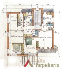Pulkininko Boleslovo Jakučio gyvenamojo namo projektas, II a. planas, arch. B. Elsbergas, 1939 m. LCVA, f. 1622, ap. 3, b. 218.