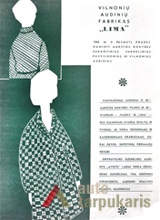 Vilnonių audinių fabriko „Lima“ reklama. Iš žurnalo: „Liaudies ūkis“, 1967, nr. 12.