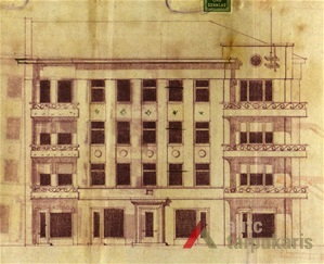 A.  Mickevičiaus g. fasadas, 1939 m. projektas. KAA, f. 218, ap. 2. b. 4802, l. 34