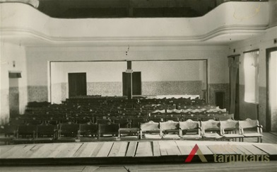 Interior of Riflemen's Union house in soviet times. Photo by J. Kazokas, 1948, from Utena Local Lore Museum, UKM F 9.