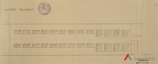 Facade, project, 1937. From Lithuanian central state archive