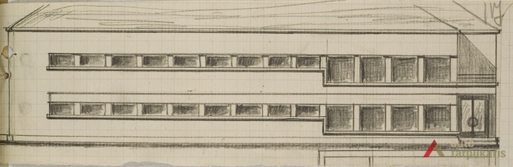 Fasadas, eskizas, 1937 m, LCVA 