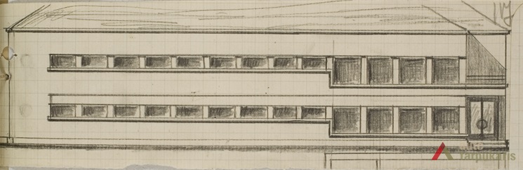 Facade, sketch, 1937. From Lithuanian central state archive