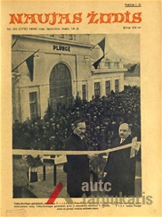 Opening of the railway station in Plungė. Published in “Naujasis žodis”, 1933. 