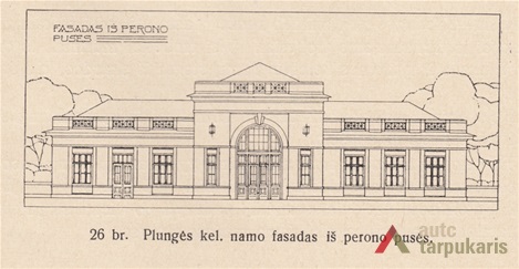 Project for railway station in Plungė. Published in “Technika”, 1933, nr. 7  