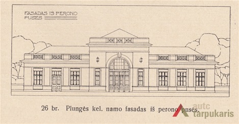Project for railway station in Plungė. Published in “Technika”, 1933, nr. 7