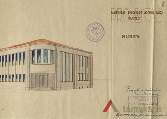 Projektas, arch. Antanas Gargasas, 1936. LCVA 