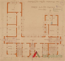 Pirmo aukšto planas, arch. Antanas Gargasas, 1935. LCVA 