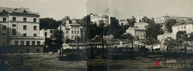 Vaizdas iš žemutinės miesto terasos g., S. Lukošiaus nuotr., 1956 m., KTU ASI archyvas