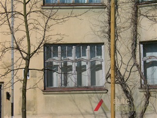 Langas namo fasade. V. Petrulio nuotr., 2000 m.