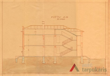 1931 m. mokyklos projektas, pjūvis A-B. KAA, f. 218, ap. 1, b. 650