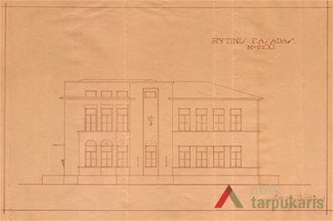 1931 m. mokyklos projektas, rytų fasadas. KAA, f. 218, ap. 1, b. 650