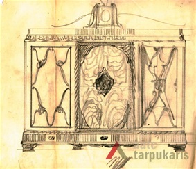 Viešbučio baldų eskizai, aut. V. Dubeneckis. KAA, f. 156, ap. 1, b. 26