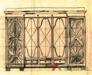 Viešbučio baldų eskizai, aut. V. Dubeneckis. KAA, f. 156, ap. 1, b. 26