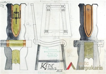 G. Bagdonavičius sketch for President's room furniture. From Lithuanian central state archive