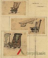 Konkursinis Prezidento kambario projektas „Anga“, baldai (I vieta). LCVA, f. 6, ap. 1, b. 47