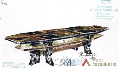 G. Bagdonavičius sketch for President's room furniture. From Lithuanian central state archive