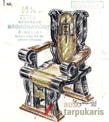 G. Bagdonavičius sketch for President's room furniture. From Lithuanian central state archive