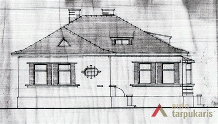Pagrindinis antrojo namo fasadas. KAA, F-218, Ap. 1, b. 2773, l. 2