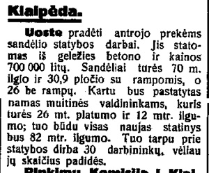 Žinutė apie darbus Klaipėdos uoste