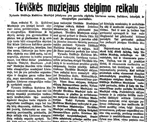 Tėviškė muziejaus steigimo reikalu