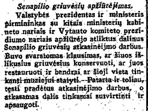 Senapilio griuvėsių apžiūrėjimas