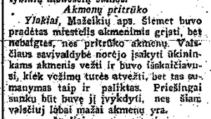 Žinutė apie Ylakių gatvių grindimą