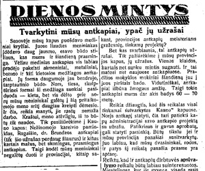 Tvarkytini mūsų antkapiai, ypač jų užrašai