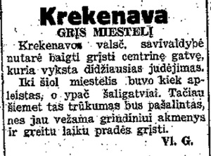 Krekenava. Grįs miestelį