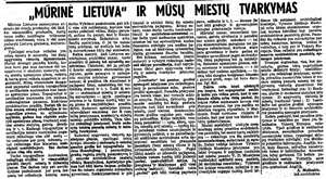 Mūrinė Lietuva ir mūsų miestų tvarkymas