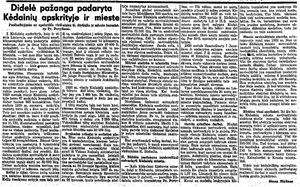 Didelė pažanga padaryta Kėdainių apskrityje ir mieste